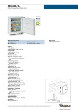 Product informatie WHIRLPOOL vrieskast onderbouw AFB828/A+