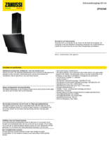 Product informatie ZANUSSI afzuigkap wand zwart ZFV816K