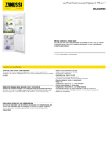 Product informatie ZANUSSI koelkast ZNLN31FW2
