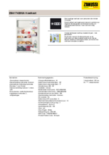 Product informatie ZANUSSI koelkast inbouw ZBA17420SA