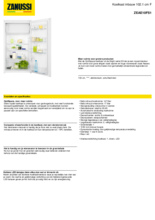 Product informatie ZANUSSI koelkast inbouw ZEAE10FS1