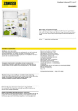 Product informatie ZANUSSI koelkast inbouw ZEAE88FS