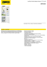 Product informatie ZANUSSI koelkast inbouw ZNFN18ES1