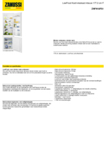 Product informatie ZANUSSI koelkast inbouw ZNFN18FS1