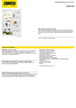 Product informatie ZANUSSI koelkast inbouw ZRAE12ES