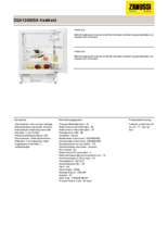 Product informatie ZANUSSI koelkast onderbouw ZQA12430DA