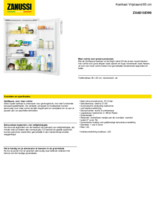 Product informatie ZANUSSI koelkast tafelmodel ZXAE15EW0