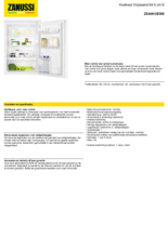 Product informatie ZANUSSI koelkast tafelmodel ZXAN13EW0