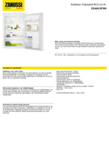 Product informatie ZANUSSI koelkast tafelmodel ZXAN13FW0