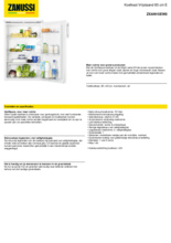 Product informatie ZANUSSI koelkast tafelmodel ZXAN15EW0