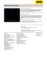 Product informatie ZANUSSI kookplaat inbouw inductie ZID6470CB