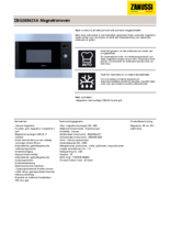 Product informatie ZANUSSI magnetron met grill inbouw ZBG26542XA