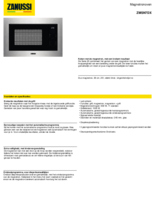 Product informatie ZANUSSI magnetron met grill inbouw ZMSN7DX