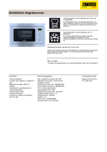 Product informatie ZANUSSI magnetron met grill inbouw ZSG25224XA