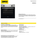 Product informatie ZANUSSI oven inbouw rvs ZOHNC0X1