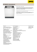 Product informatie ZANUSSI vaatwasser inbouw ZDT22003FA