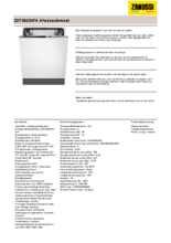 Product informatie ZANUSSI vaatwasser inbouw ZDT26030FA