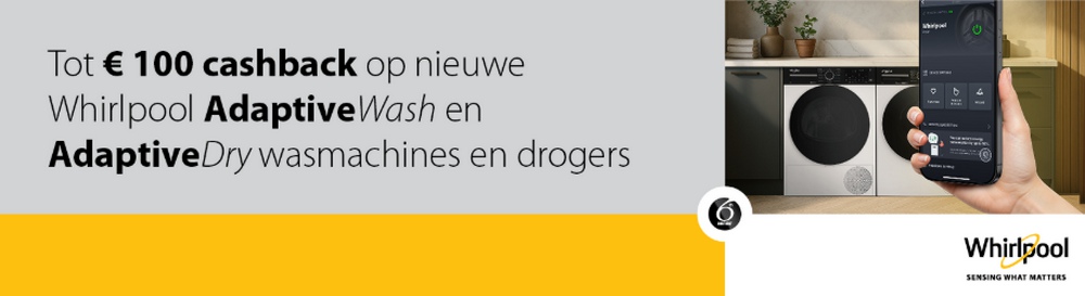 Whirlpool cashback actie 2026: tot € 100 retour