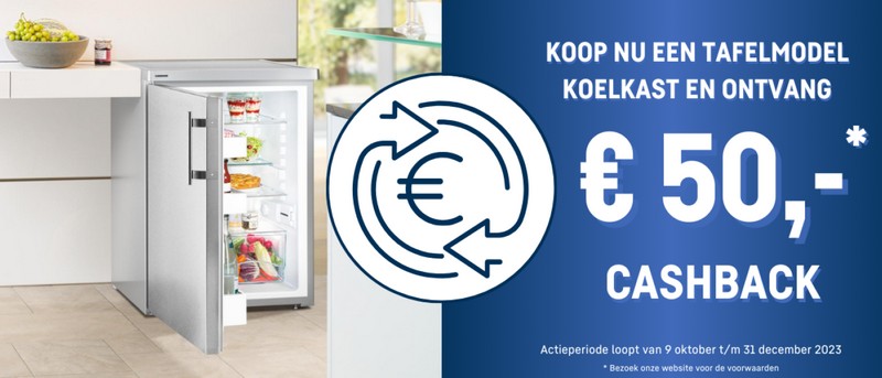€ 50,- cashback op LIEBHERR tafelmodel koelkasten