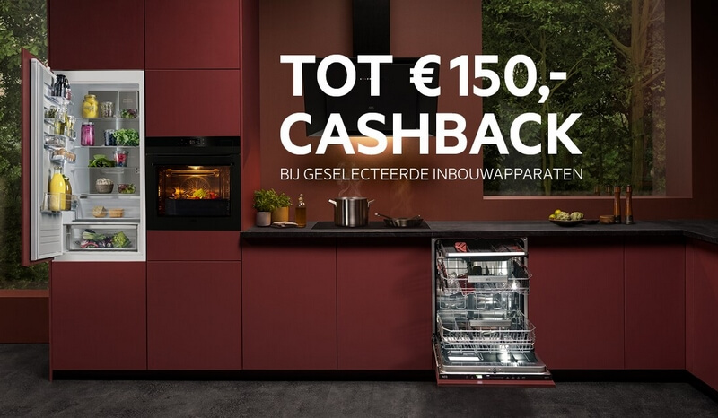 Tot € 150,- cashback op AEG inbouw apparatuur (geselecteerde modellen)