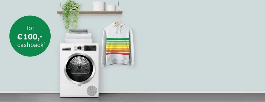 Tot € 100,- cashback op Bosch wasdrogers (actiemodellen)
