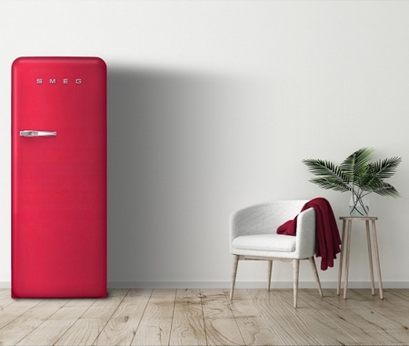 Smeg reto jaren 50 koelkast - FAB28 hier afgebeeld in het rood