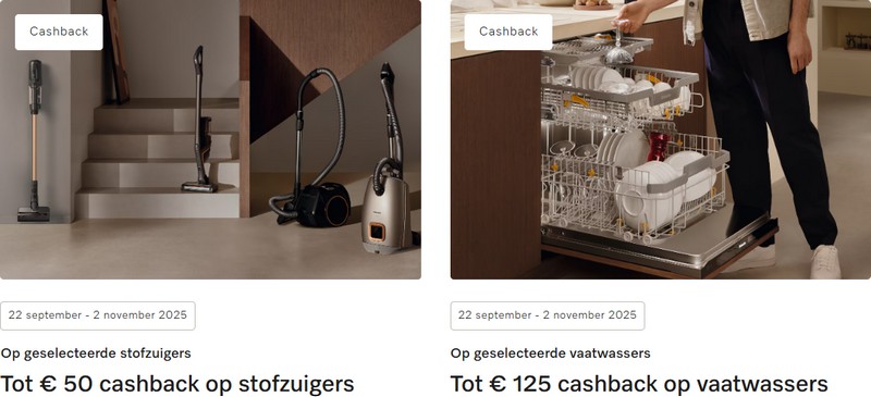 Miele cashback actie september – november 2025