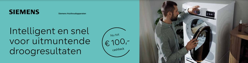 Tot € 100,- cashback op Siemens drogers