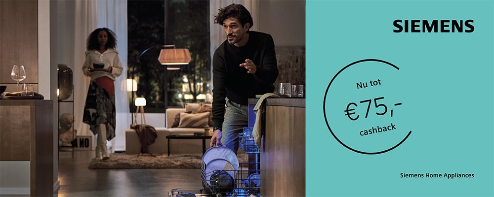 Tot € 75,- cashback op Siemens inbouw vaatwassers (actiemodellen)
