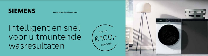 Tot € 100,- cashback op Siemens wasmachine